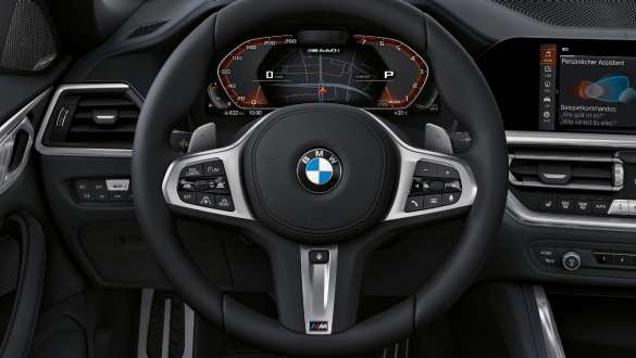 Met leder bekleed M Sportstuurwiel Variable Sport Steering met Servotronic BMW M440i xDrive Cabrio G23 Met leder bekleed M Sportstuurwiel Variable Sport Steering met Servotronic BMW M440i xDrive Cabrio G23