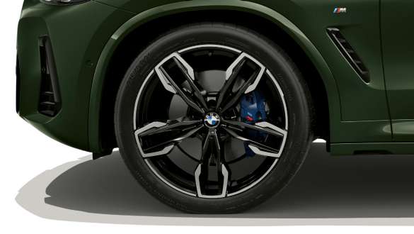 21 inch lichtmetalen M wielen in Dubbelspaak styling 718 M BMW X3 M40i M40d G01 LCI facelift BMW X3 M40i M40d G01 LCI facelift Malachitgrün metallic 21 inch lichtmetalen M wielen Dubbelspaak styling 718 M