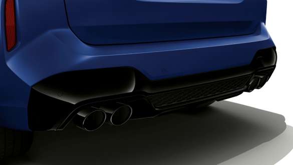 M Sportuitlaatsysteem BMW X3 M Competition F97 LCI facelift BMW X3 M Competition F97 LCI facelift Frozen Marina Bay Blau metallic M Sportuitlaatsysteem achteraanzicht