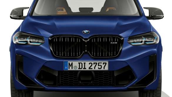 Design voorzijde BMW X3 M Competition F97 LCI facelift BMW X3 M Competition F97 LCI facelift Frozen Marina Bay Blau metallic design voorzijde vooraanzicht