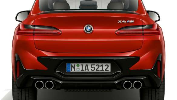 Design achterijde BMW X4 M F98 LCI facelift BMW X4 M F98 LCI facelift Toronto Rot metallic achteraanzicht