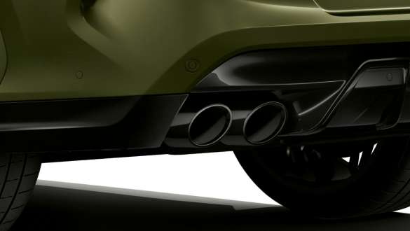 BMW X6 M Competition F96 uitlaateindpijpen BMW X6 M Competition F96 SUV exterieur uitlaateindpijpen in Schwarzchrom BMW Individual speciale carrosseriekleur Urban Green