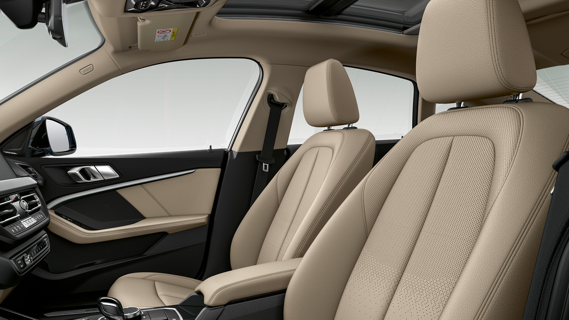 Met geperforeerd leder Schwarz beklede stoelen BMW 2 Serie Gran Coupé Model Luxury Line Met geperforeerd leder Schwarz beklede stoelen BMW 2 Serie Gran Coupé Model Luxury Line F44 interieur