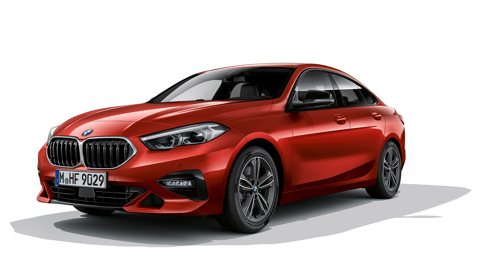 BMW nierengrille BMW 2 Serie Gran Coupé Model Sport Line BMW nierengrille met omlijsting in chroom BMW 2 Serie Gran Coupé Model Sport Line Melbourne Rot F44 driekwart zijaanzicht