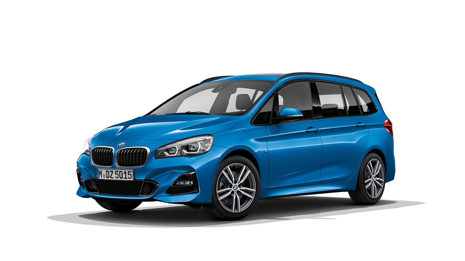 Driekwart vooraanzicht BMW 2 Serie Gran Tourer Model M Sport BMW 2 Serie Gran Tourer 220d xDrive Model M Sport F46 Facelift 2018 Estoril Blau metallic driekwart vooraanzicht