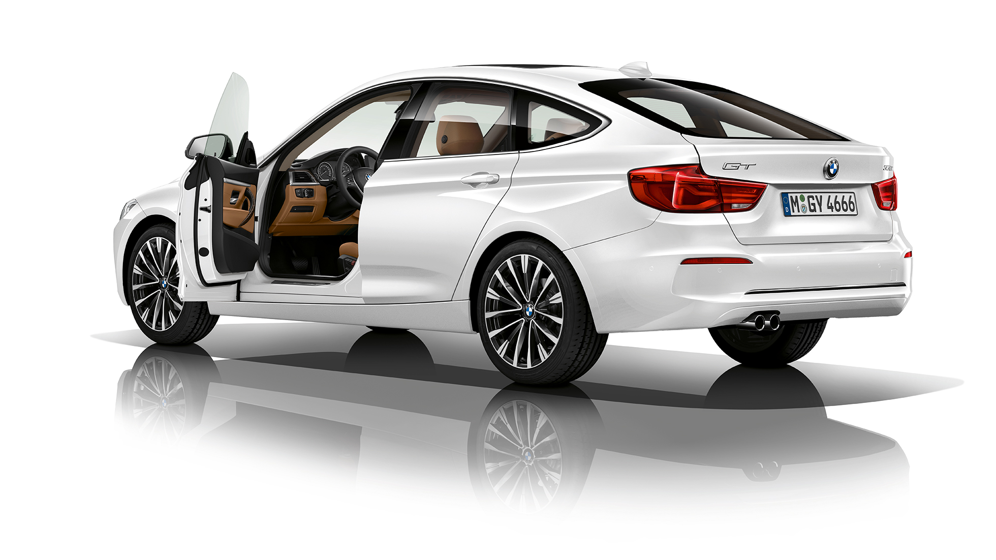 BMW 3 Serie Gran Turismo, Model Luxury Line driekwart achteraanzicht BMW 3 Serie Gran Turismo, Model Luxury Line driekwart achteraanzicht