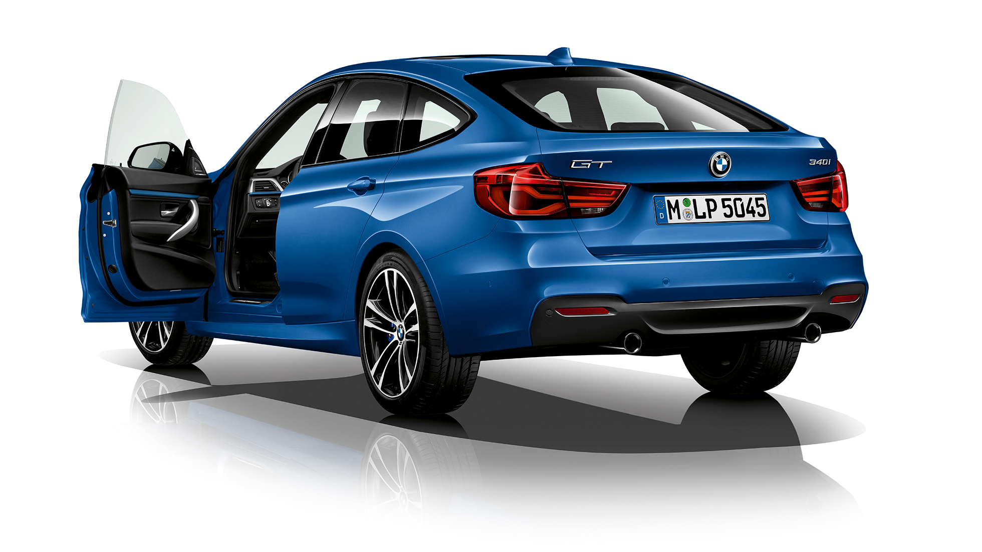 BMW 3 Serie Gran Turismo, Model M Sport driekwart achteraanzicht BMW 3 Serie Gran Turismo, Model M Sport driekwart achteraanzicht