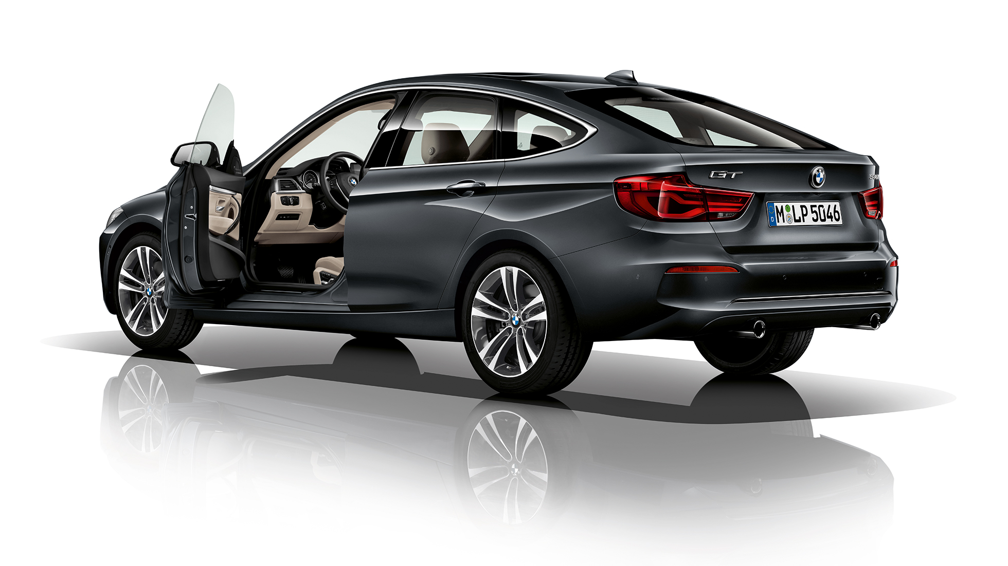 BMW 3 Serie Gran Turismo, Model Sport Line driekwart achteraanzicht BMW 3 Serie Gran Turismo, Model Sport Line driekwart achteraanzicht