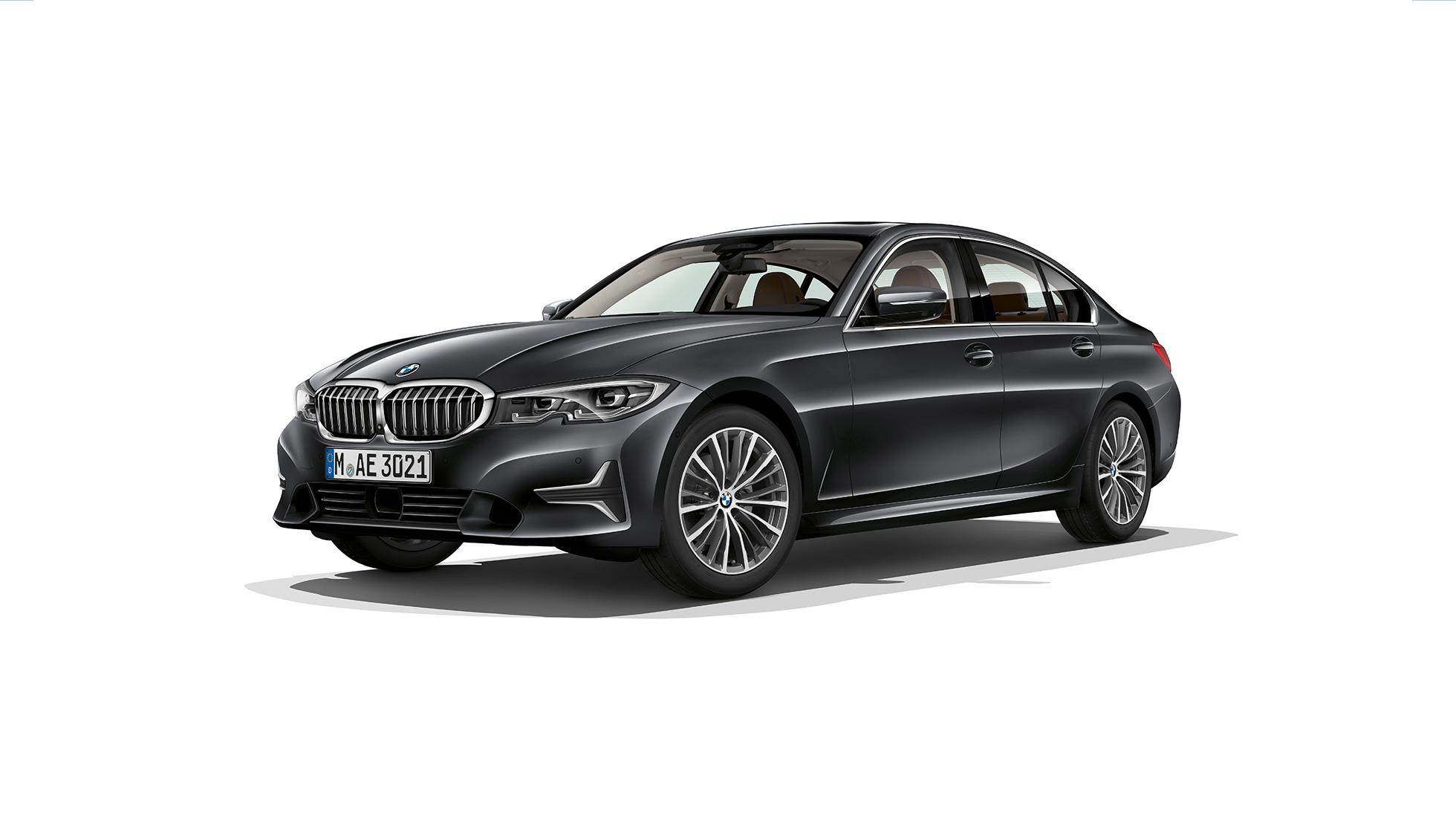 BMW 3 Serie Sedan, Model Luxury Line Zijaanzicht van een stilstaande BMW 3 Serie Sedan als Model Luxury Line