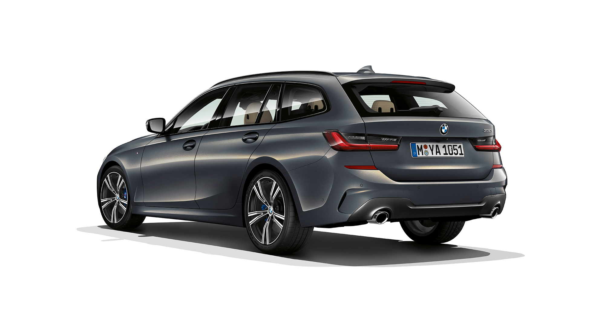 Model M Sport driekwart achteraanzicht BMW 3 Serie Touring, Model M Sport driekwart achteraanzicht