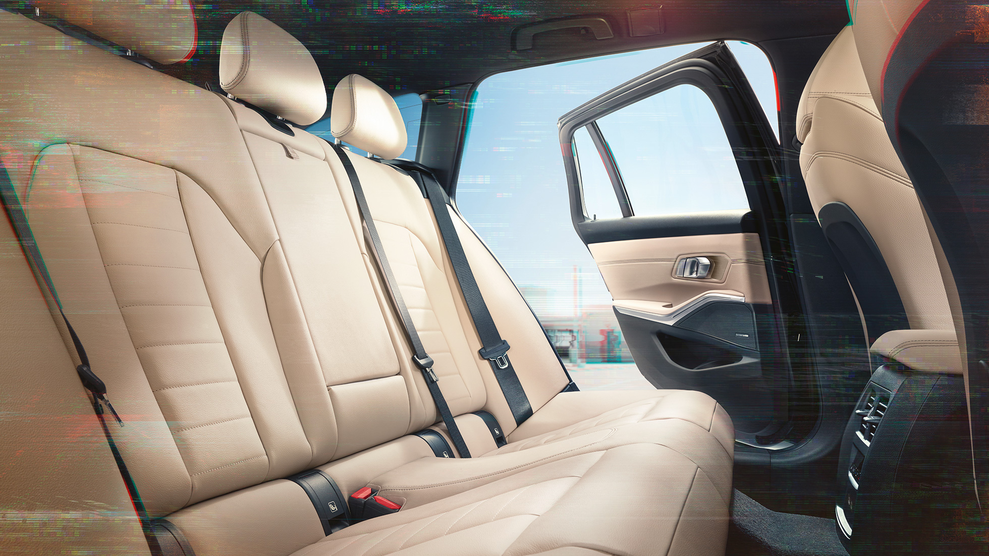 BMW 3 Serie Touring, detailopname van de achterbank BMW 3 Serie Touring, detailopname van de achterbank