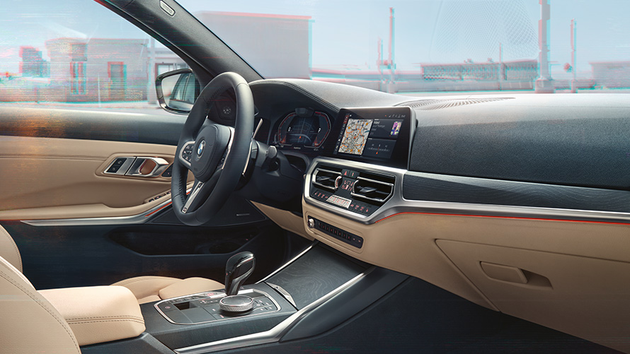 BMW 3 Serie Touring (G21), voorstoelen en cockpit vanaf rechter voorstoel BMW 3 Serie Touring (G21), voorstoelen en cockpit vanaf rechter voorstoel