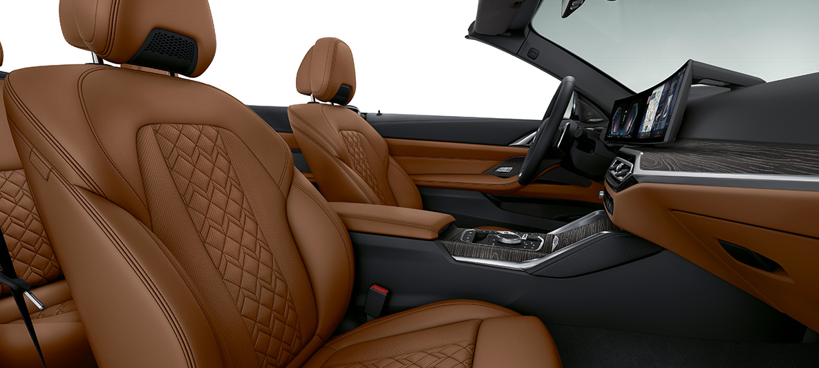 BMW Individual vollederuitrusting Merino Tartufo BMW 4 Serie Cabrio G23 interieur BMW Individual vollederuitrusting Merino Tartufo BMW 4 Serie Cabrio Individual G23 interieur cockpit