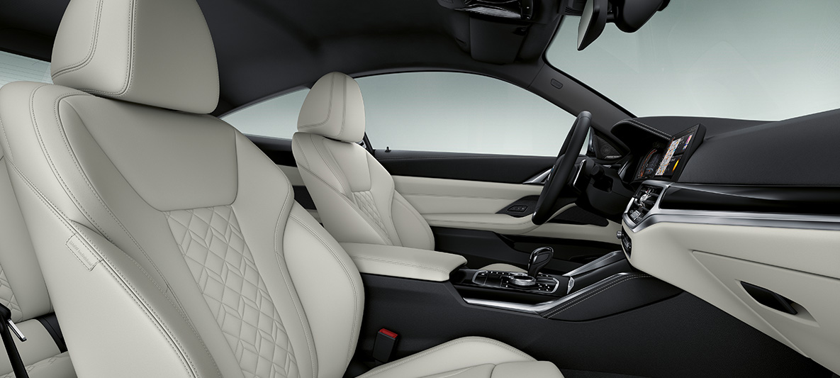 Lederuitrusting Elfenbeinweiß BMW 4 Serie Coupé Individual G22 interieur BMW Individual uitgebreide lederuitrusting Merino Elfenbeinweiß BMW 4 Serie Coupé Individual G22 interieur