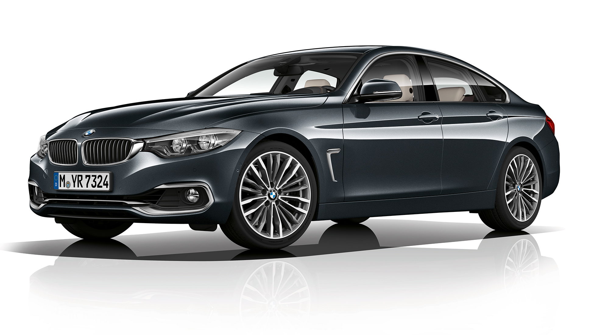BMW 4 Serie Gran Coupé, Model Luxury Line driekwart vooraanzicht BMW 4 Serie Gran Coupé, Model Luxury Line driekwart vooraanzicht