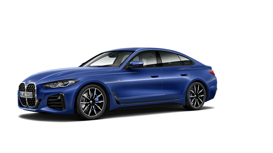 BMW 4 Serie Gran Coupé G26 driekwart zijaanzicht BMW 4 Serie Gran Coupé G26 driekwart zijaanzicht