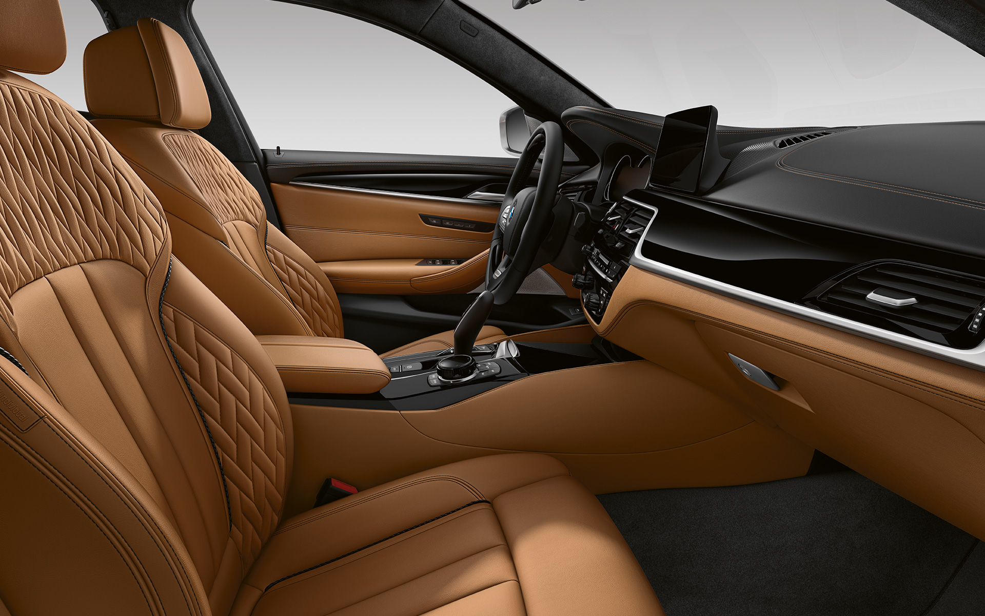 BMW 5 Serie Sedan G30 facelift interieur in BMW Individual vollederuitrusting Merino Caramel BMW 5 Serie Sedan G30 facelift interieur in BMW Individual vollederuitrusting Merino Caramel