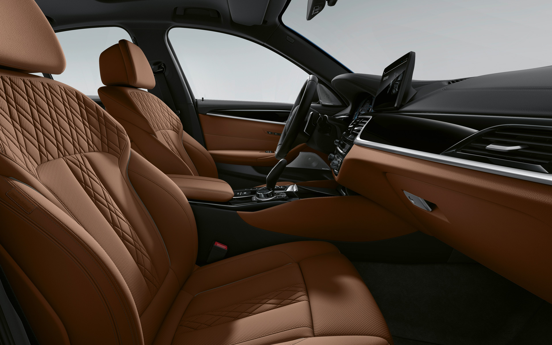 BMW 5 Serie Sedan G30 LCI interieur in BMW Individual vollederuitrusting Merino Tartufo BMW 5 Serie Sedan G30 facelift interieur in BMW Individual vollederuitrusting Merino Tartufo
