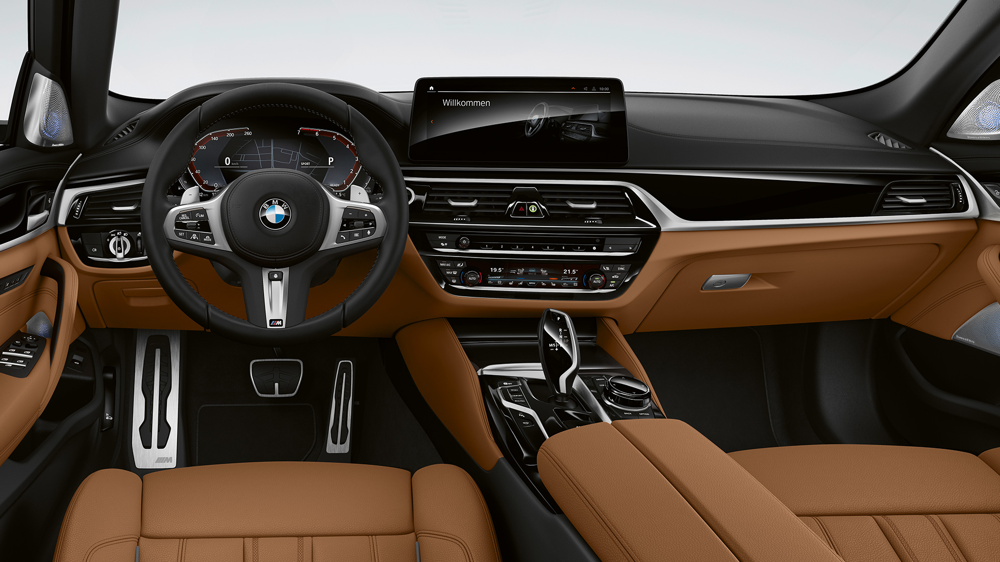 Cockpit BMW 5 Serie Touring G31 M Sportpakket Cockpit BMW 5 Serie Touring 530e G31 M Sportpakket leder Dakota Cognac met exclusieve stiknaad met bies in contrastkleur interieur