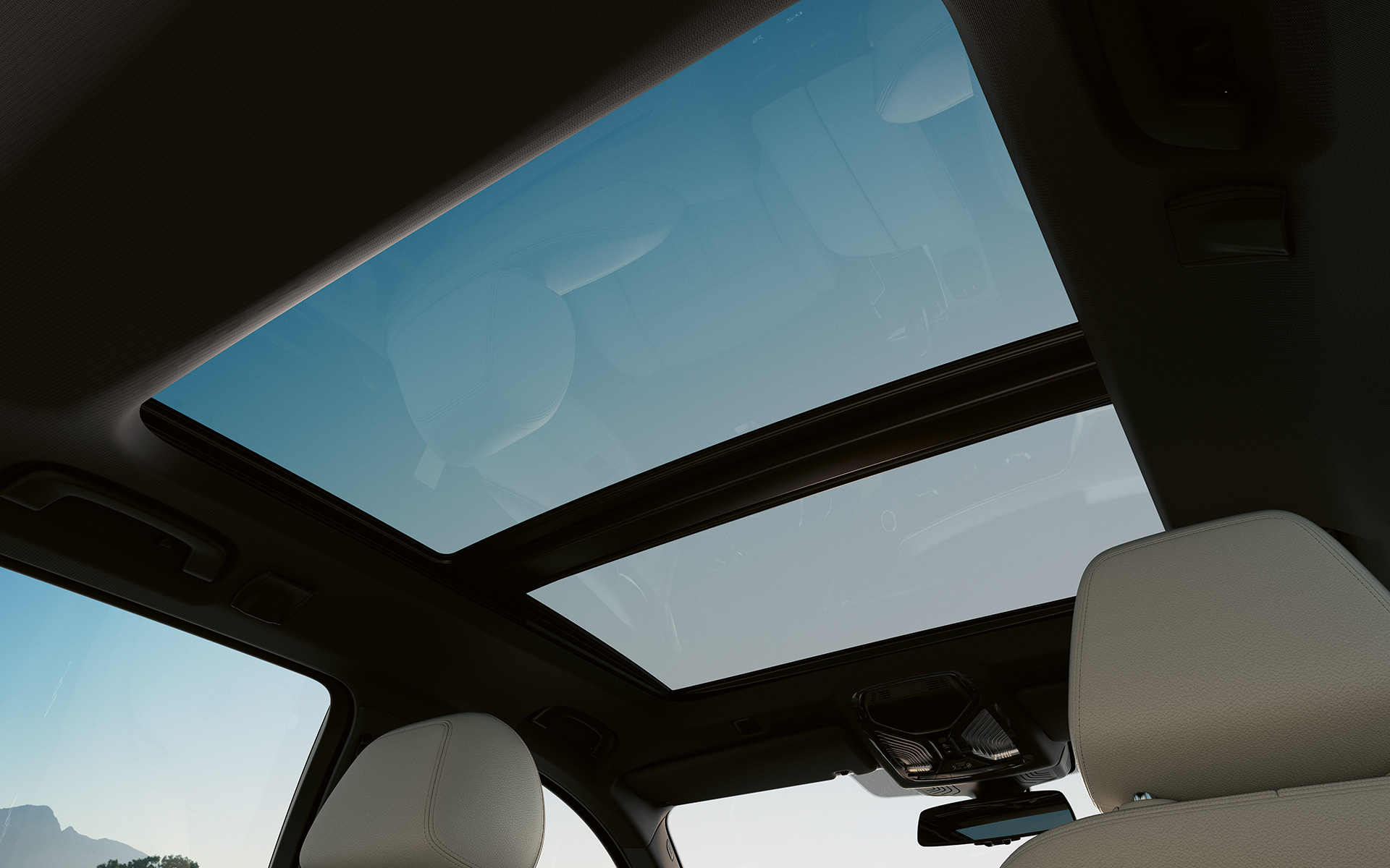 Glazen panoramadak BMW 5 Serie Touring G31 LCI Glazen panoramadak gesloten BMW 5 Serie Touring G31 facelift interieur