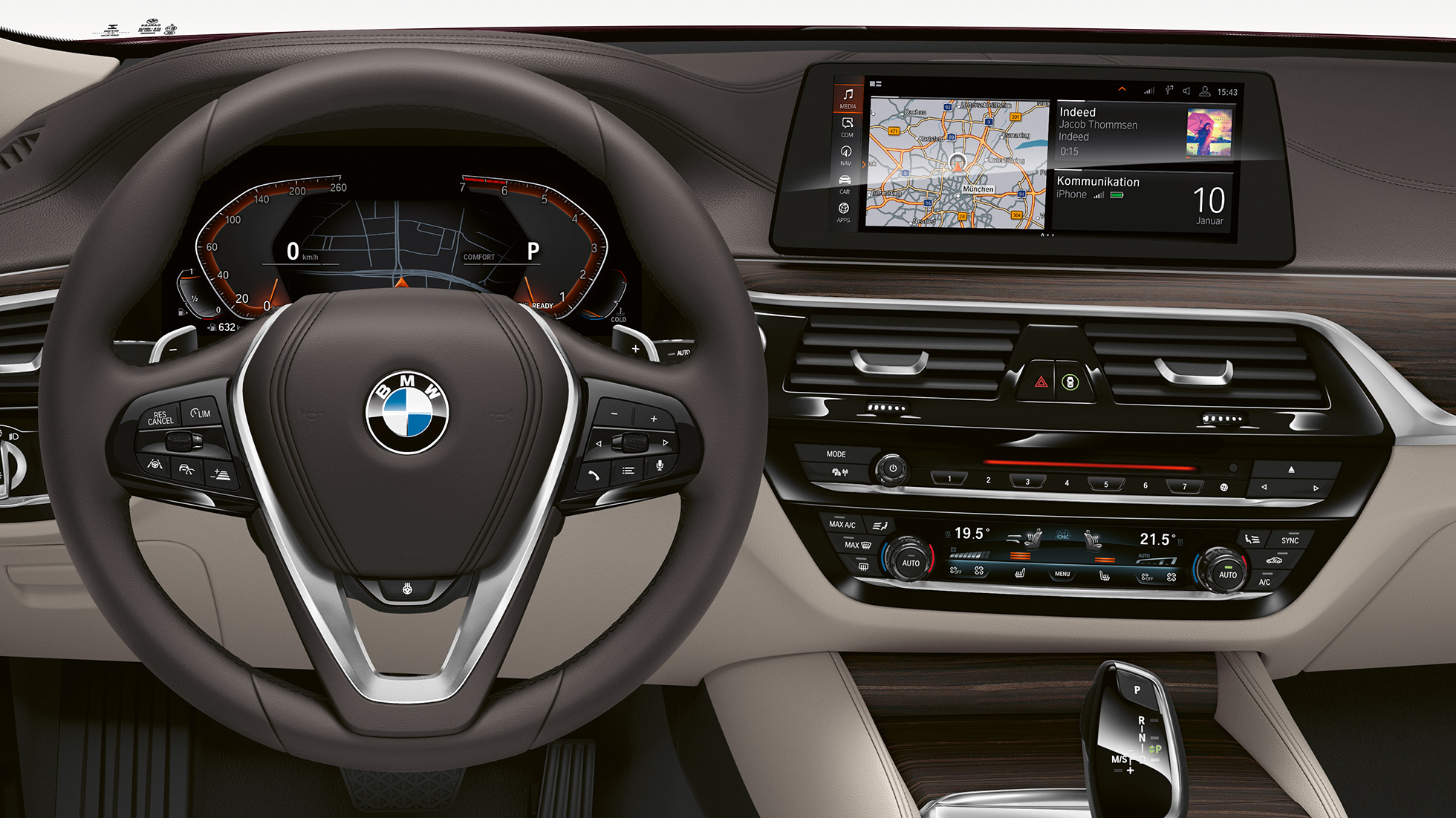 BMW 6 Serie Gran Turismo G32 2017 Luxury Line cockpit Met leder bekleed sportstuurwiel BMW 6 Serie Gran Turismo G32 2017 Luxury Line cockpit