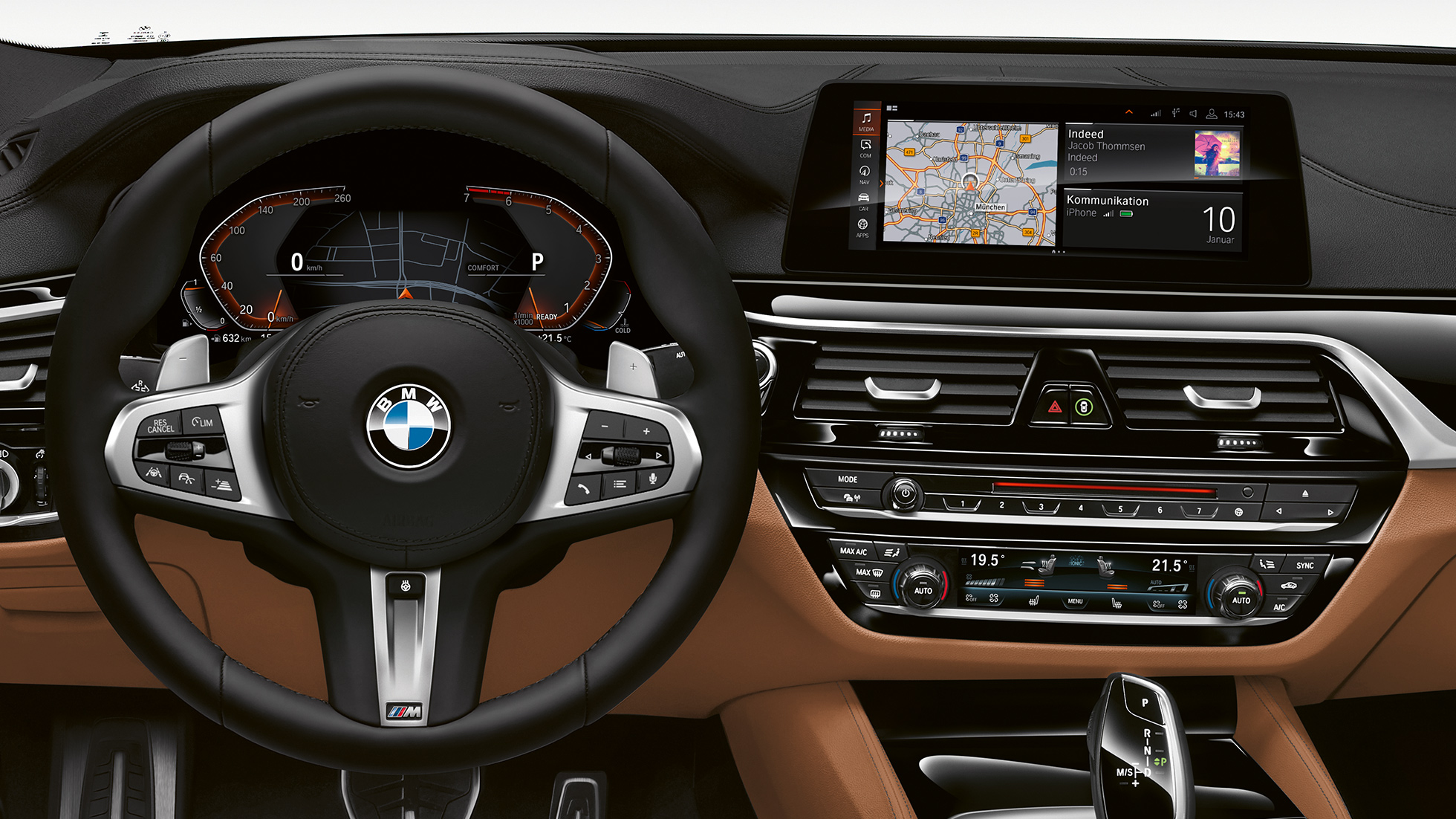 BMW 6 Serie Gran Turismo G32 M Sportpakket cockpit Met leder bekleed multifunctioneel M stuurwiel BMW 6 Serie Gran Turismo G32 2017 M Sportpakket cockpit