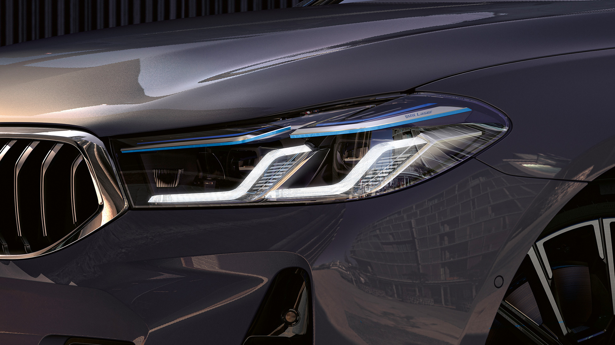 BMW Laserlight BMW 6 Serie Gran Turismo G32 BMW Laserlight BMW 6 Serie Gran Turismo 640i xDrive G32 Berninagrau close-up voorzijde