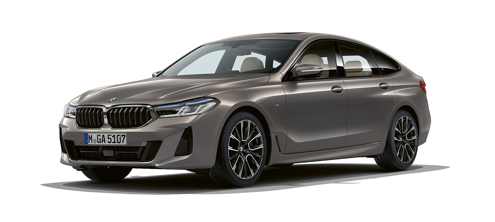 BMW 6 Serie Gran Turismo G32 BMW 6 Serie Gran Turismo 640i xDrive G32 Berninagrau driekwart vooraanzicht zijaanzicht