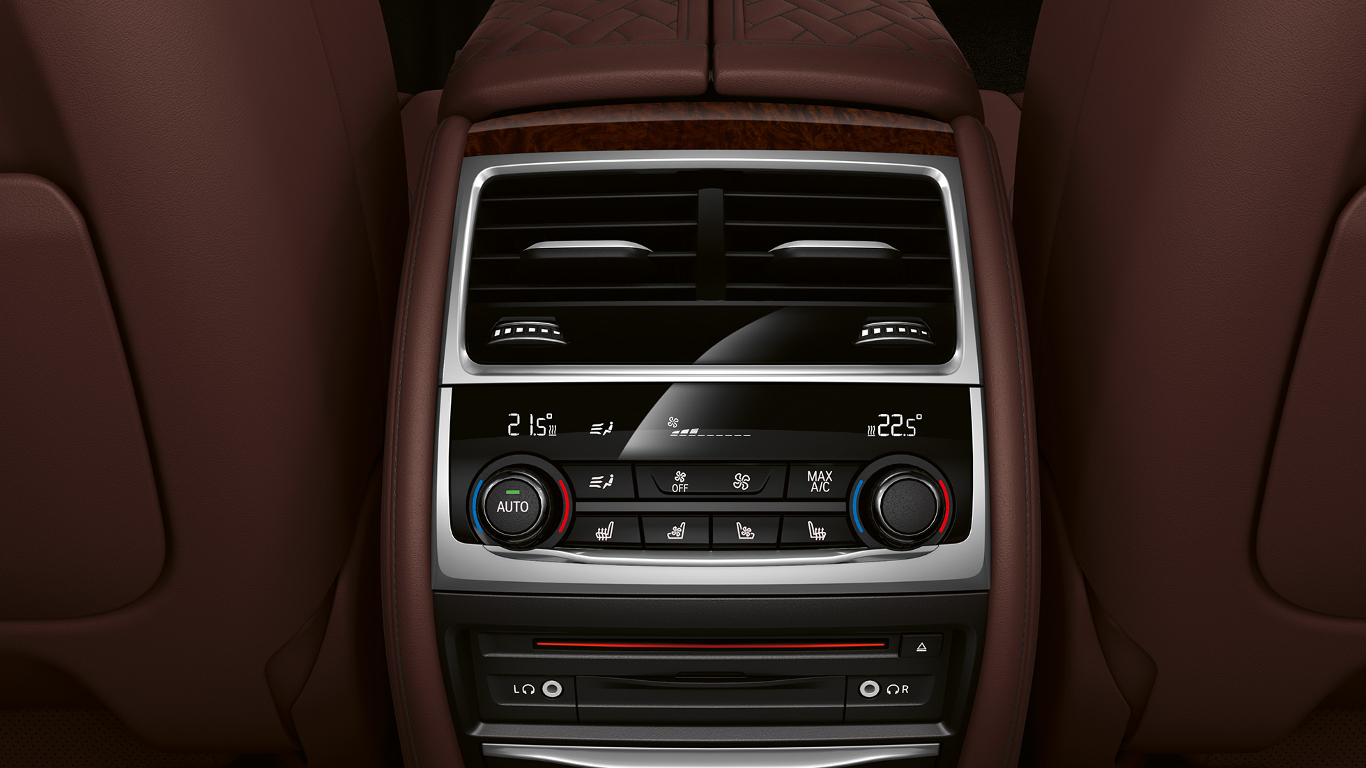 BMW 7 Serie Sedan M Sportpakket, klimaatregeling BMW 7 Serie Sedan M Sportpakket, Close-up van klimaatregeling
