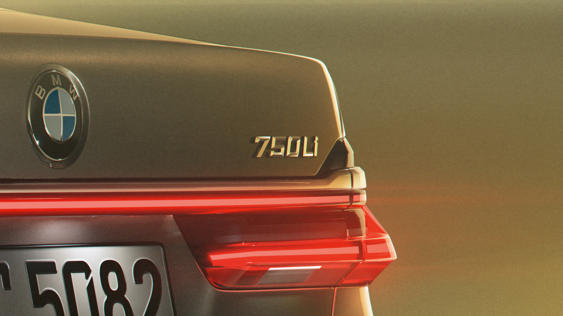 BMW 7 Serie Sedan 750Li aanduiding BMW 7 Serie Sedan: close-up van 750Li aanduiding op de achterzijde