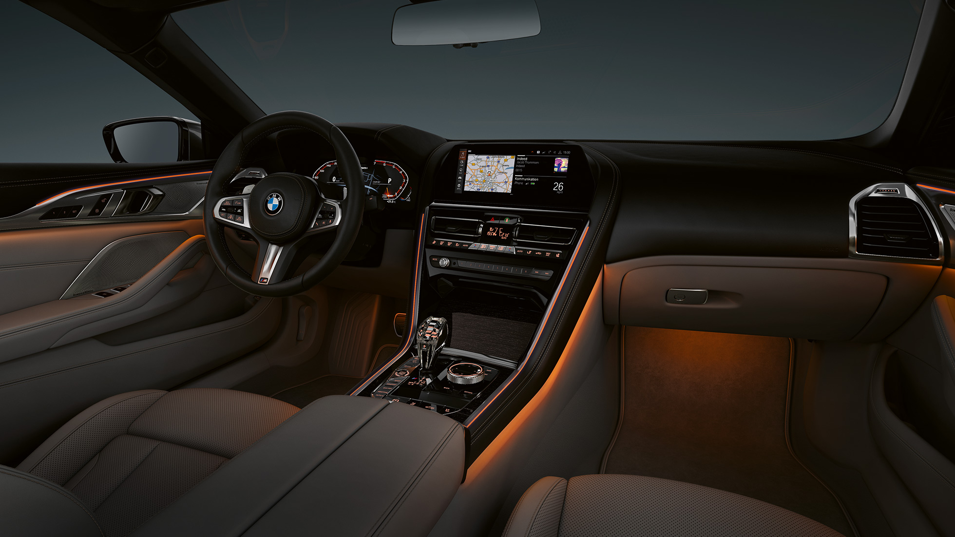 BMW M850i xDrive, interieur, ambianceverlichting. BMW M850i xDrive, interieur, ambianceverlichting.