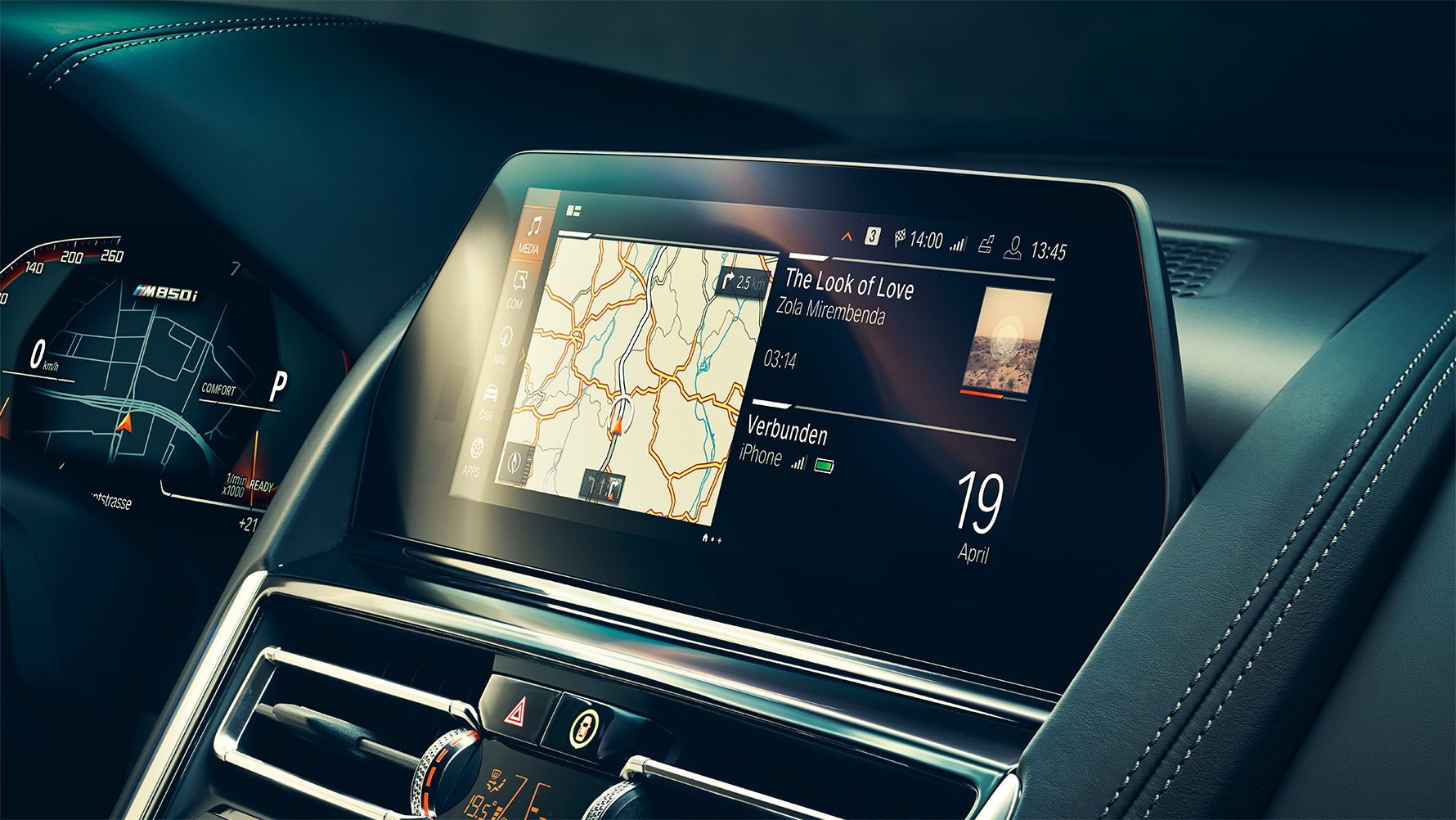 BMW 8 Serie Coupé, BMW Live Cockpit Professional Interieur van de BMW 8 Serie Coupé met Control Display en BMW Live Cockpit Professional.