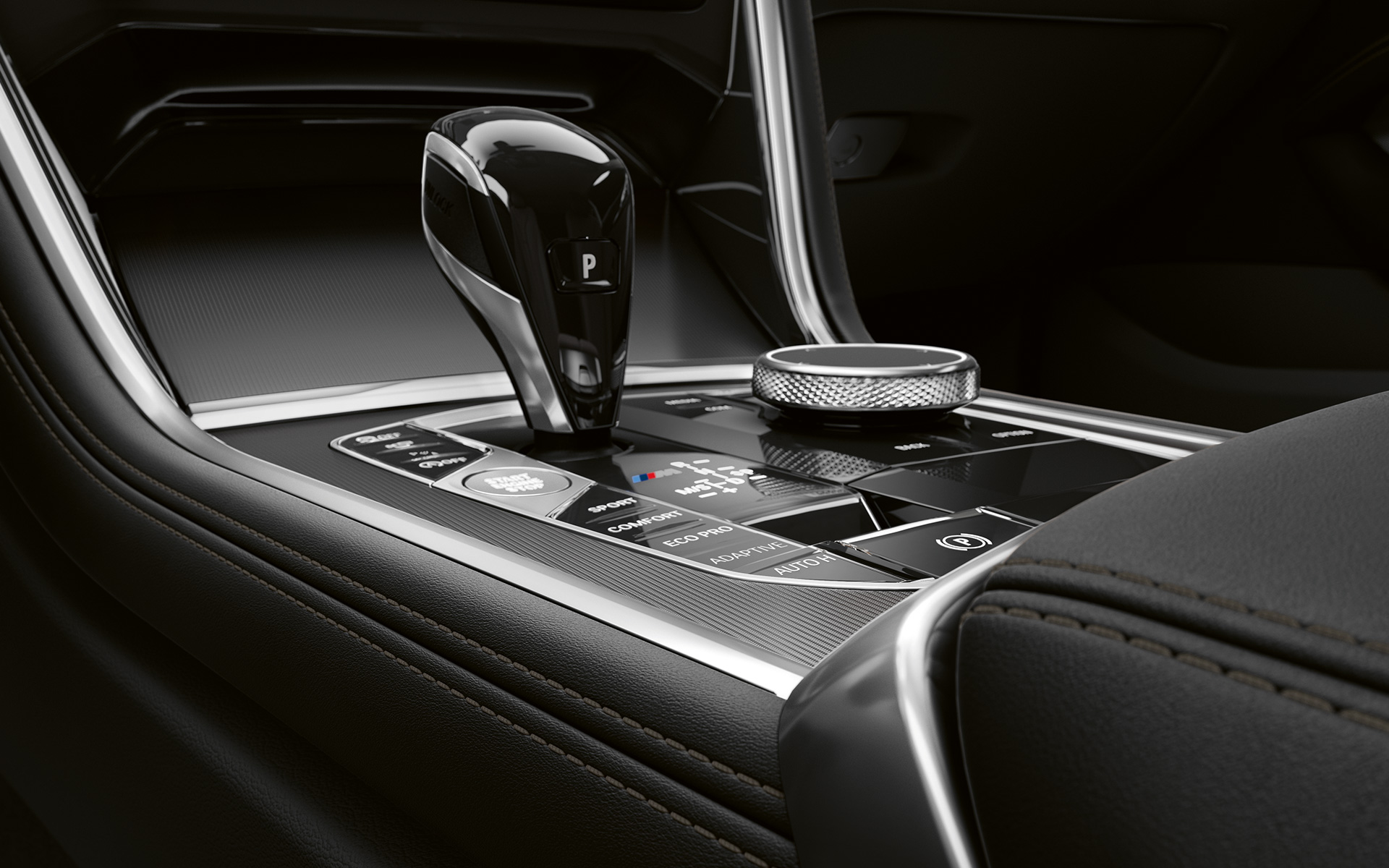 BMW 8 Serie Coupé, middenconsole Close-up van de middenconsole van de BMW 8 Serie Coupé