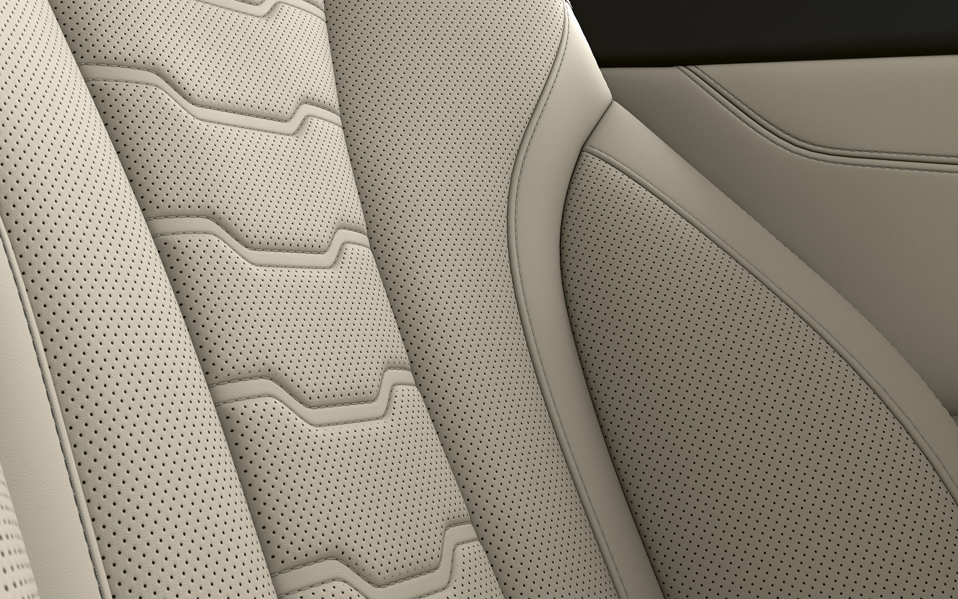 BMW 8 Serie Coupé, bekleding Close-up van de bekleding en stiknaden van de BMW 8 Serie Coupé.