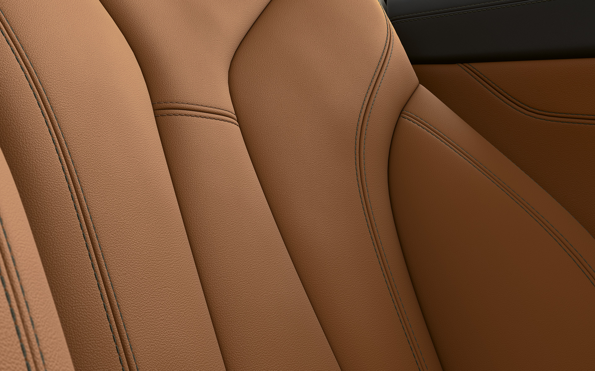 BMW 8 Serie Coupé, bekleding Close-up van de bekleding en stiknaden van de BMW 8 Serie Coupé.