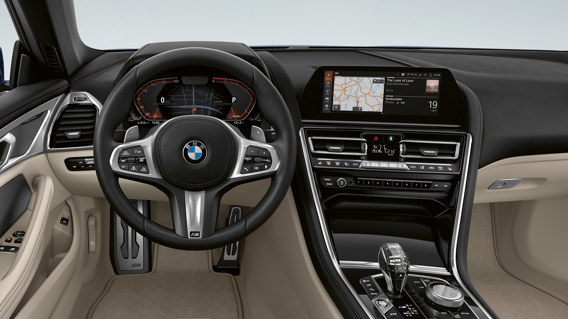 Met leder bekleed multifunctioneel M stuurwiel BMW 8 Serie Coupé, cockpit, met leder bekleed multifunctioneel M stuurwiel