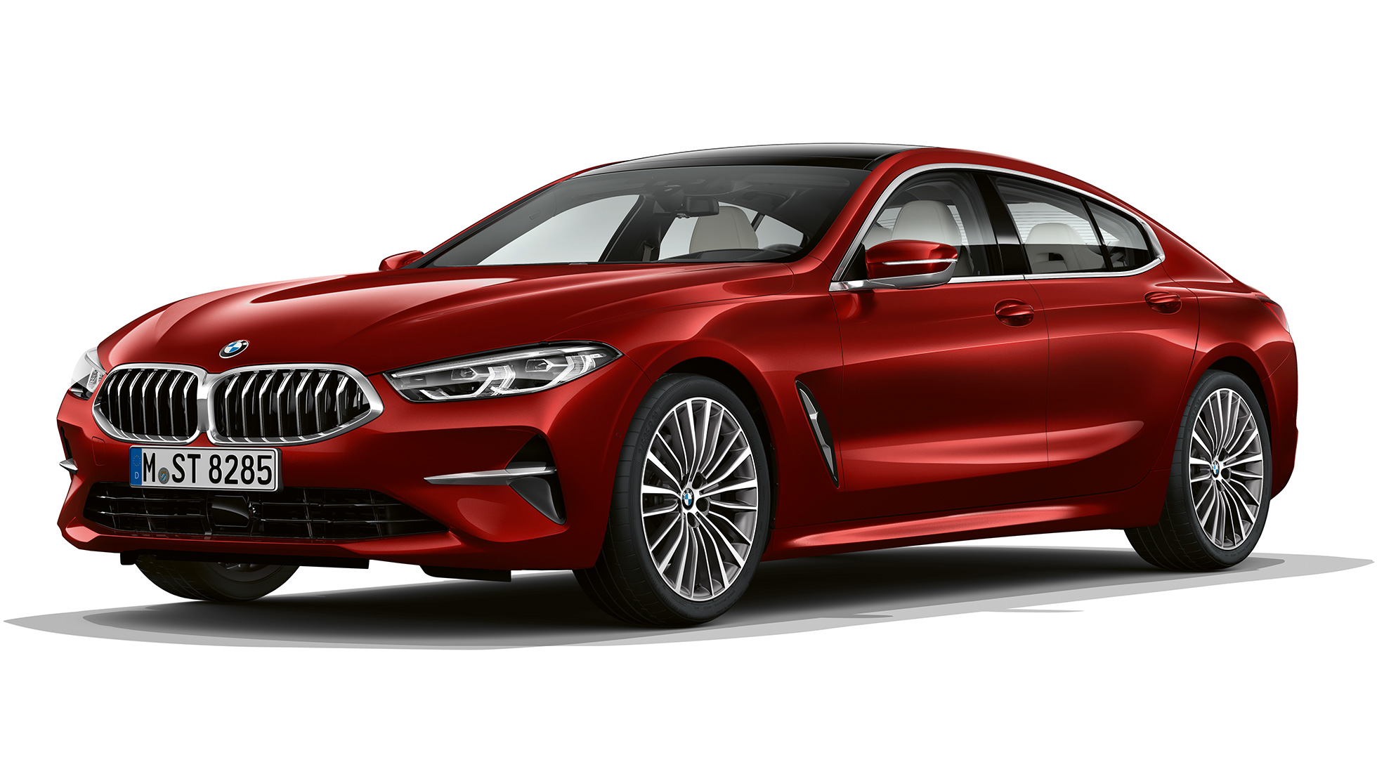 Standaarduitvoering, driekwart vooraanzicht G16 BMW 8 Serie Gran Coupé, standaarduitvoering driekwart vooraanzicht G16