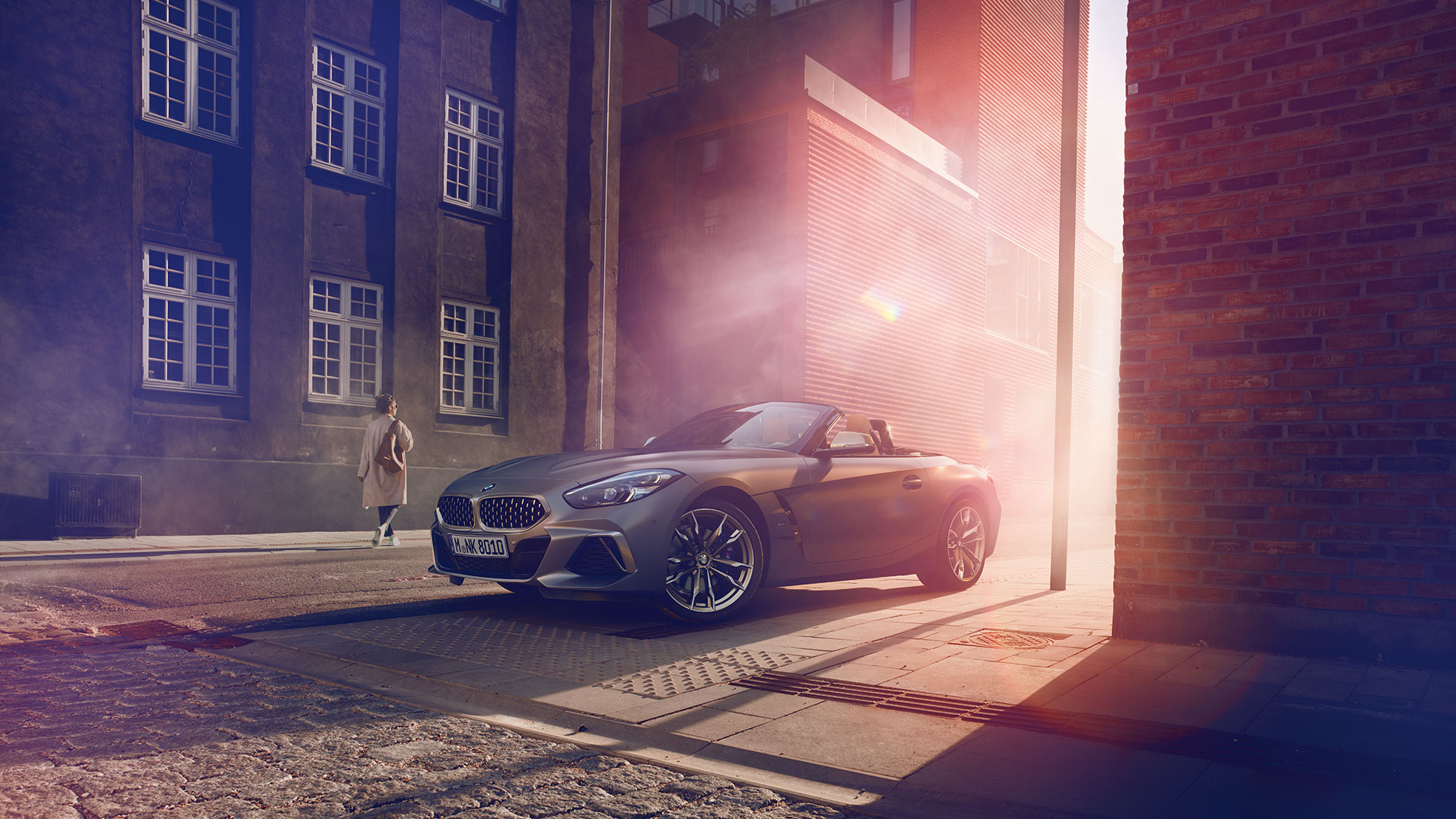 BMW Z4 M40i G29 driekwart vooraanzicht BMW Z4 Roadster M40i G29 2019 Cabrio BMW Individual Frozen Grey metallic driekwart vooraanzicht