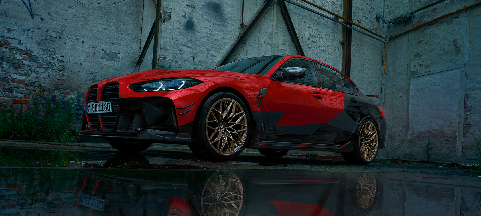 BMW M3 Sedan G80 met BMW M Performance Parts BMW M3 Sedan G80 driekwart zijaanzicht met BMW M Performance Parts