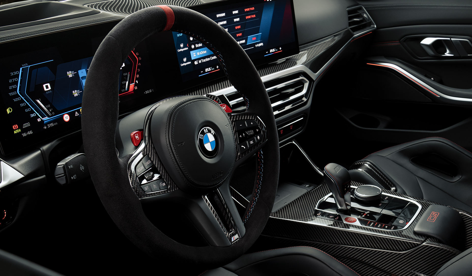 Met leder bekleed M Sportstuurwiel alcantara BMW M3 CS G80 BMW M3 CS G80 met leder bekleed M Sportstuurwiel alcantara