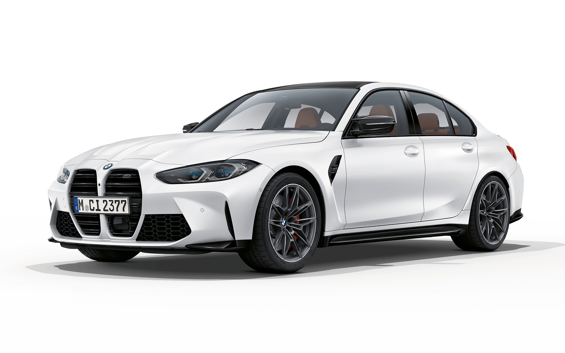 BMW M3 Competition G80 Frozen Brilliant White metallic driekwart vooraanzicht