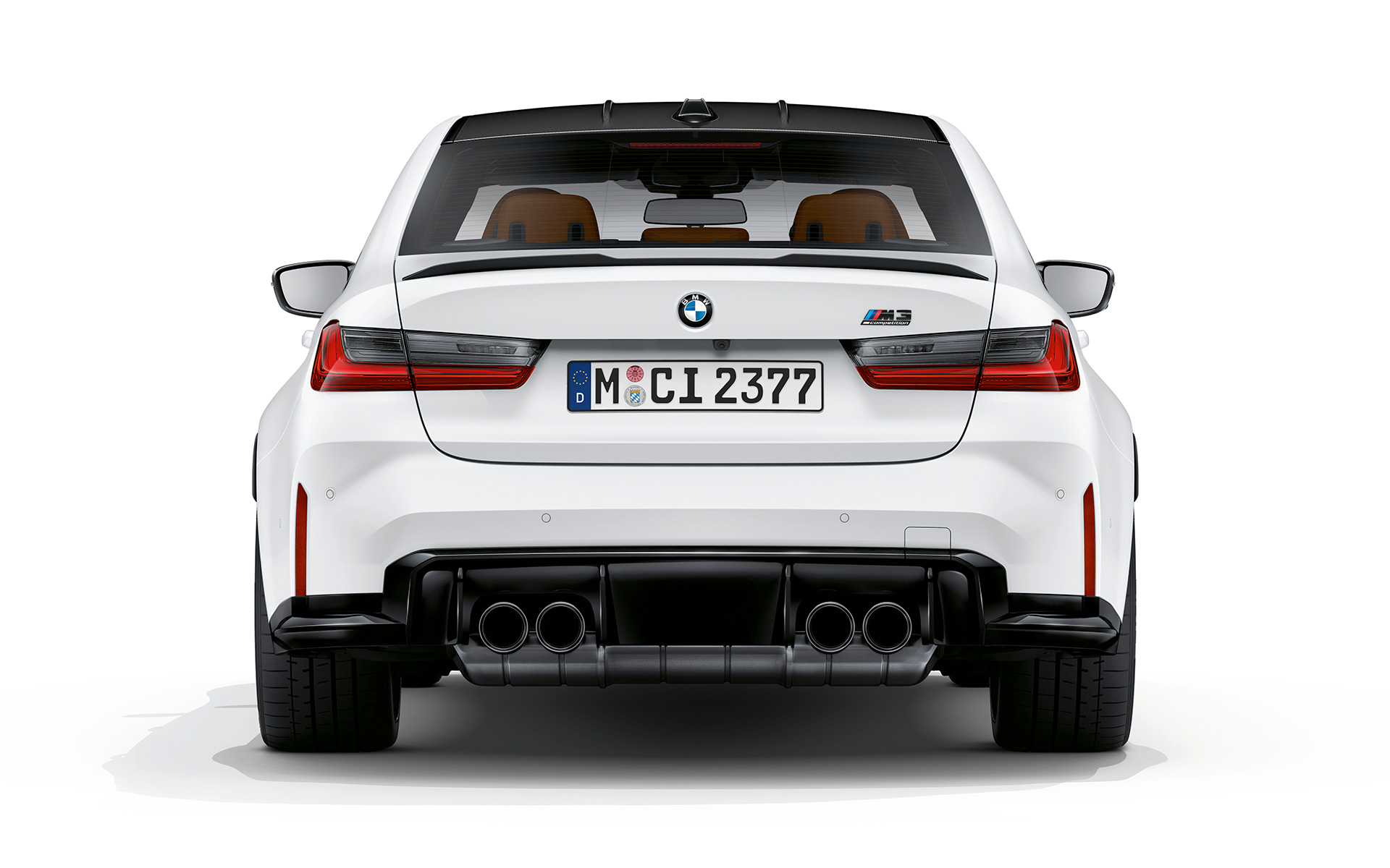 BMW M3 Competition G80 Frozen Brilliant White metallic achteraanzicht