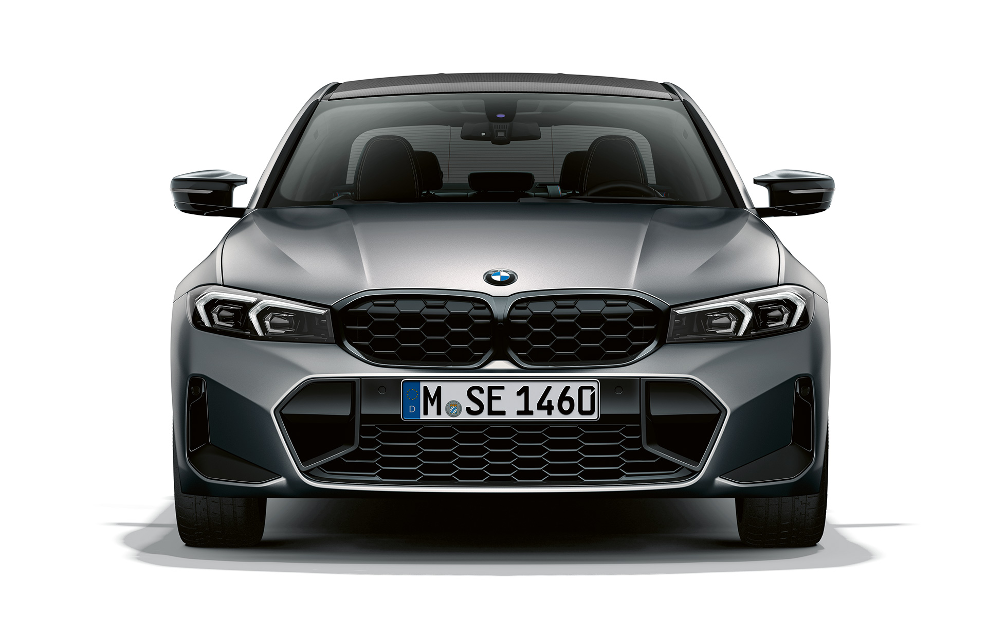 Vooraanzicht BMW nierengrille BMW M340i xDrive Sedan G20 BMW M340i xDrive Sedan G20 BMW Individual Frozen Pure Grey metallic vooraanzicht met BMW nierengrille