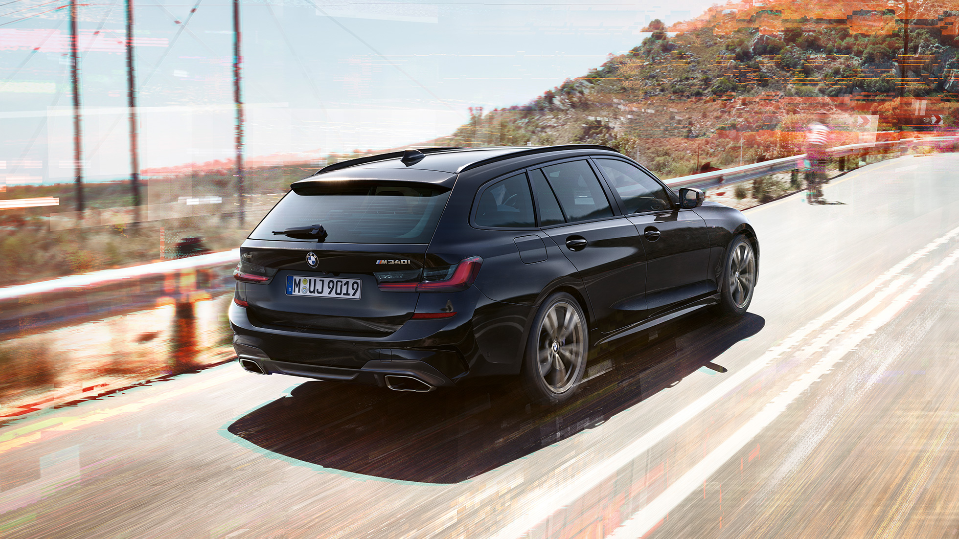 Design achterzijde uitlaateindpijpen BMW M340i xDrive Touring, design achterzijde uitlaateindpijpen