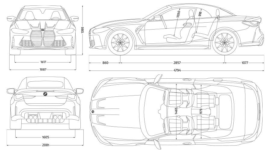 BMW M4 Cabrio G83 technische gegevens schets BMW M4 Cabrio G83 technische gegevens schets