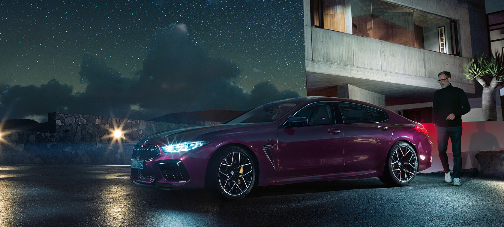 De nieuwe BMW M8 Competition Gran Coupé F93 De nieuwe BMW M8 Competition Gran Coupé F93 2020 Ametrin metallic driekwart zijaanzicht