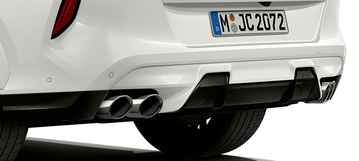 BMW X6 M F96 bumperinzet BMW X6 M F96 SUV bumperinzet achteraanzicht