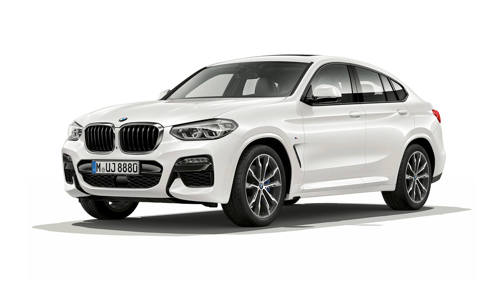 Driekwart vooraanzicht BMW X4 Model M Sport BMW X4 xDrive30i Model M Sport G02 2018 Alpinweiß driekwart vooraanzicht