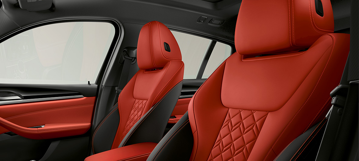 BMW Individual uitgebreide lederuitrusting Merino Fionarot/Schwarz BMW X4 BMW Individual uitgebreide lederuitrusting Merino Fionarot/Schwarz BMW X4 G02 2018 Interieur