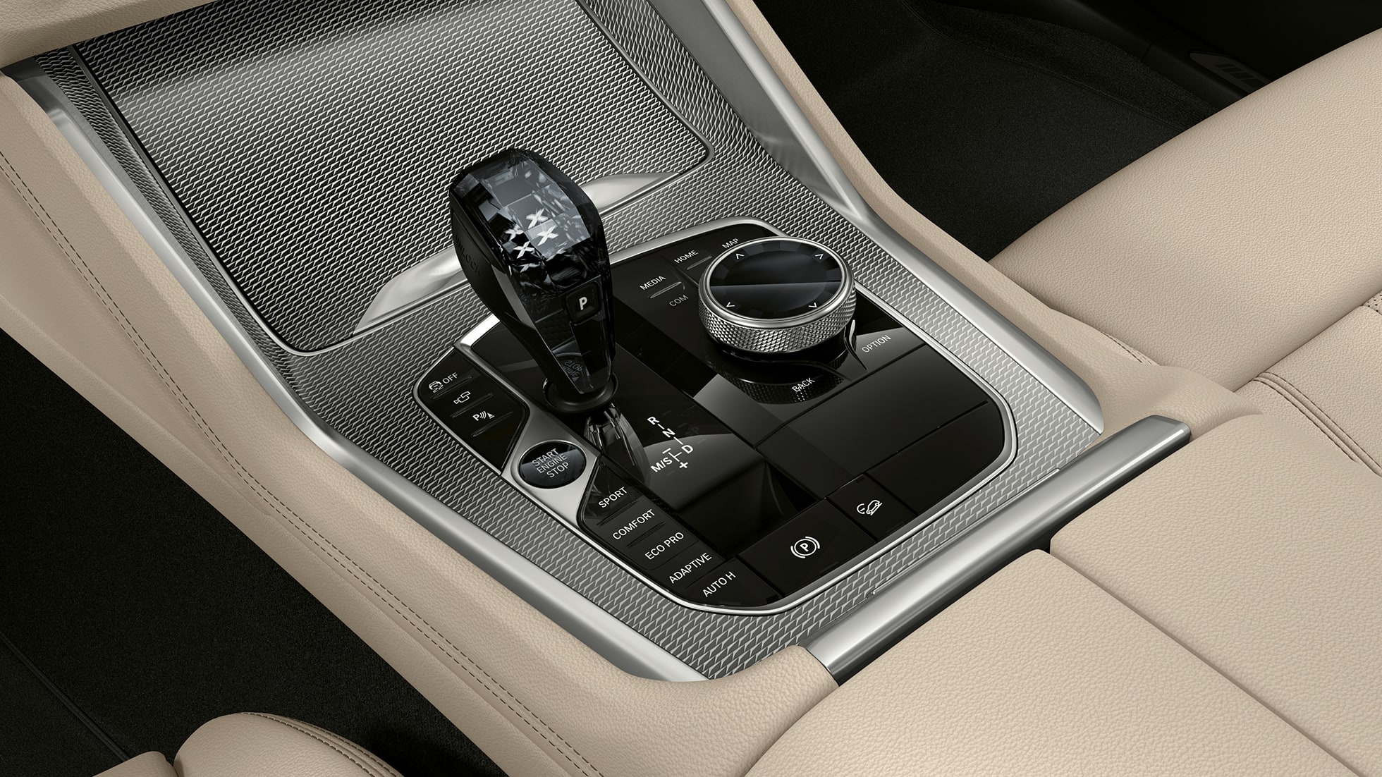 BMW X6 met M Sportpakket, middenconsole BMW X6 interieur met M Sportpakket focus op middenconsole